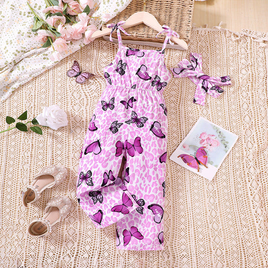 Cute Baby Kid Girls Butterfly Print Jumpsuits