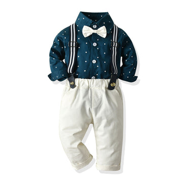 2 Pieces Set Baby Kid Boys Birthday Star Print Shirts And Solid Color Pants