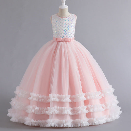 Fashion Kid Girls Color-blocking Lace Princess Dresses