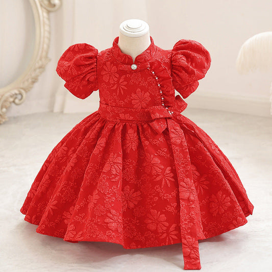 Fashion Baby Kid Girls Flower Bow Birthday Party Dresses Princess Dresses