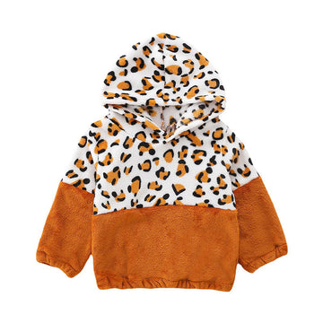 Baby Kid Girls Boys Color-blocking Leopard print Hoodies Swearshirts