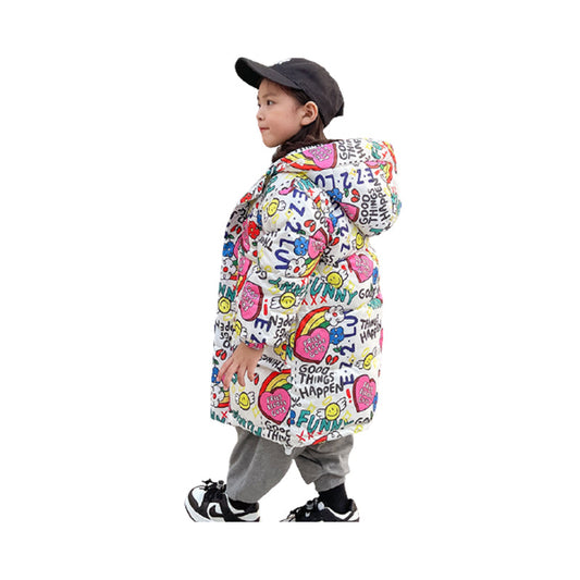 Kid Girls Boys Letters Color-blocking Flower Rainbow Love heart Cartoon Plant Expression Print Coats