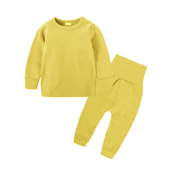 2 Pieces Set Baby Kid Girls Boys Solid Color Homewear Set Top And Pants