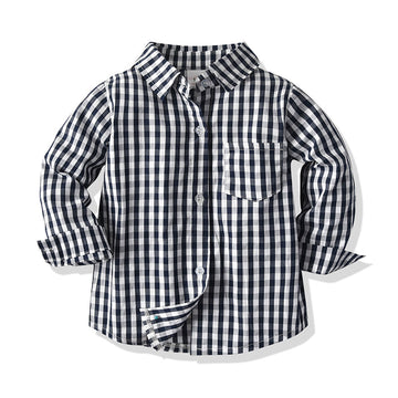 Fashion 2 Pieces Set Baby Kid Boys Dressy Checked Bow Shirts And Solid Color Pants