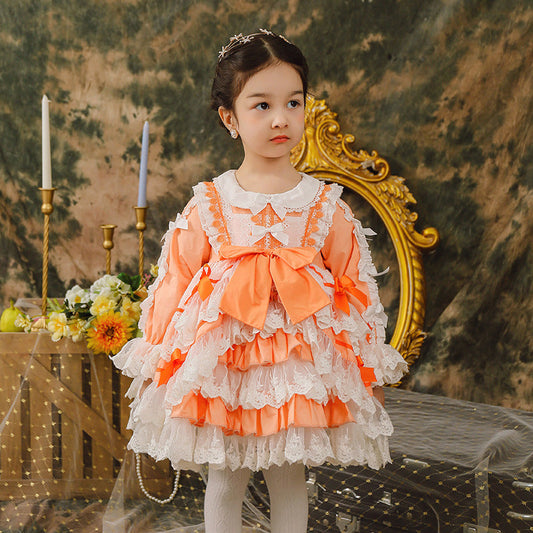 Baby Kid Girls Bow Lace Dressy Birthday Party Dresses Princess Dresses