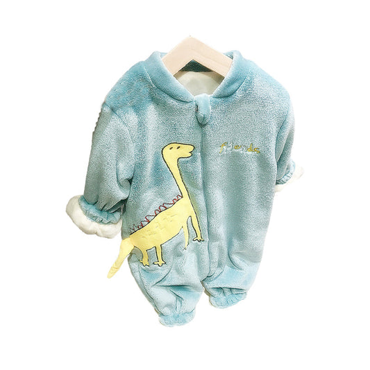 Baby Kid Girls Letters Dinosaur Embroidered Jumpsuits Sleepwears