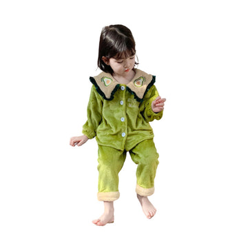 2 Pieces Set Baby Kid Girls Embroidered Jackets Outwears And Color-blocking Pants Sleepwears