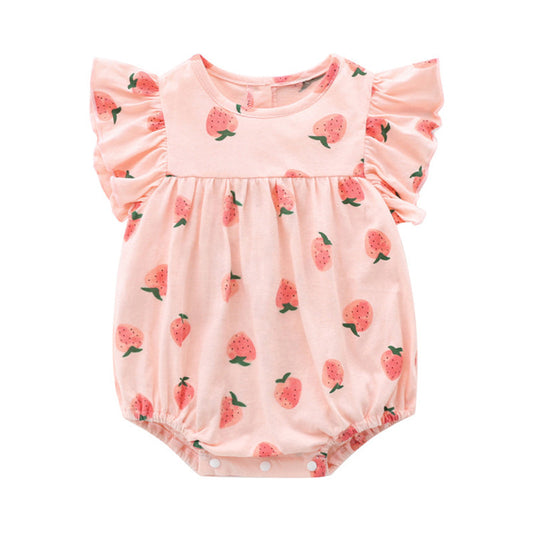 Baby Girls Solid Color Fruit Rompers