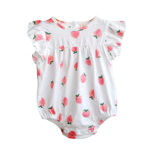 Baby Girls Solid Color Fruit Rompers