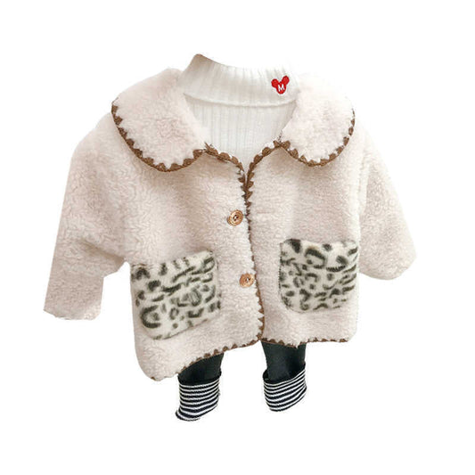 Baby Kid Girls Solid Color Leopard print Coats