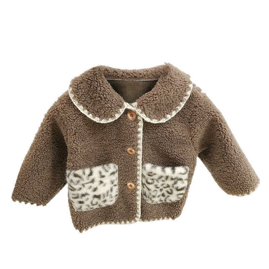 Baby Kid Girls Solid Color Leopard print Coats