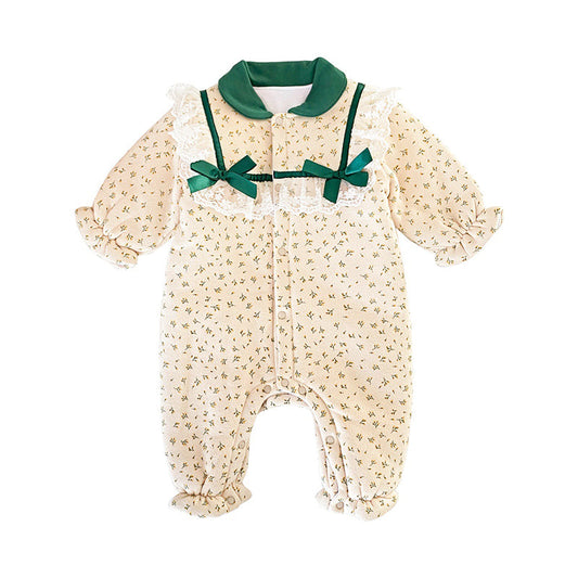 Baby Kid Girls Bow Print Jumpsuits