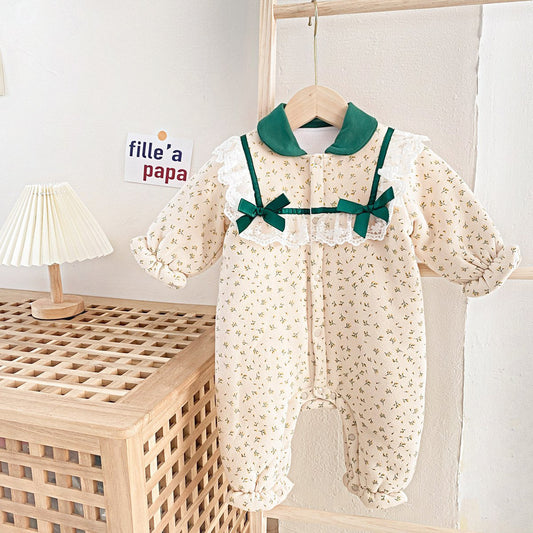 Baby Kid Girls Bow Print Jumpsuits