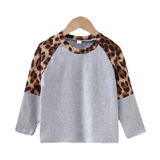 Baby Kid Unisex Color-blocking Leopard print Tops