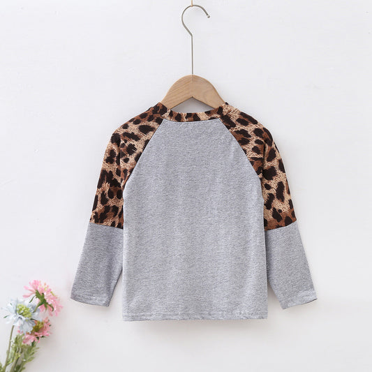 Baby Kid Unisex Color-blocking Leopard print Tops