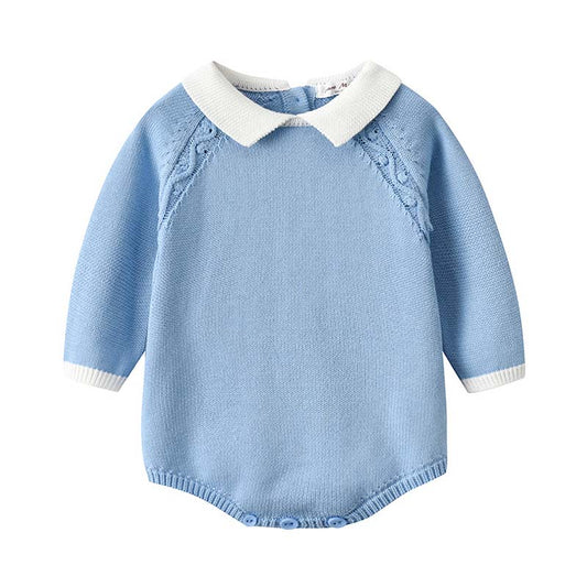 Baby Kid Unisex Solid Color Crochet Rompers