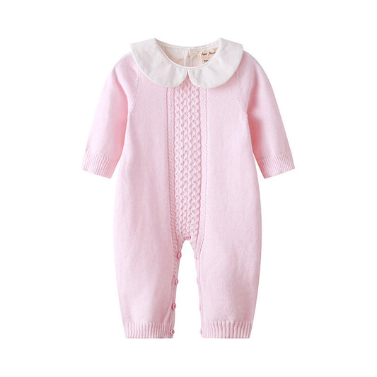 Baby Kid Girls Solid Color Crochet Jumpsuits