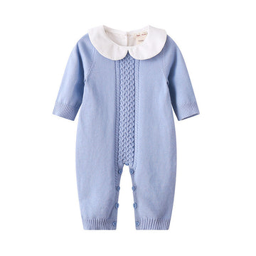 Baby Kid Girls Solid Color Crochet Jumpsuits