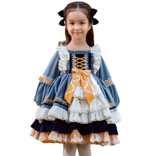 Baby Kid Girls Star Bow Lace Embroidered Dressy Birthday Party Dresses Princess Dresses