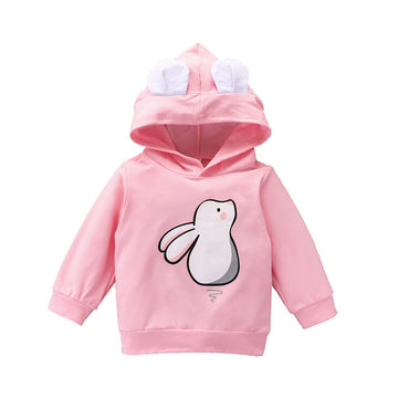 Kid Girl Rabbit Print Hooded Sweatshirt