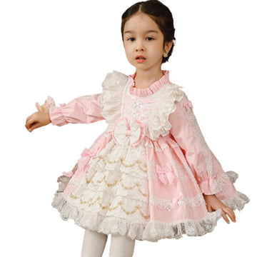 Baby Kid Girls Bow Lace Dressy Party Spanish Dresses Princess Dresses