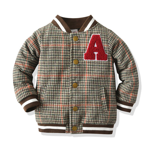 Baby Kid Boys Striped Checked Alphabet Jackets Outwears