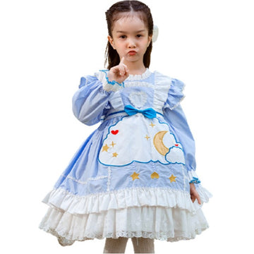 Baby Kid Girls Love heart Star Bow Lace Embroidered Birthday Party Dresses Princess Dresses