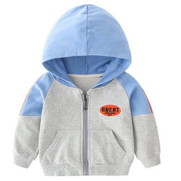 Baby Kid Boys Color-blocking Embroidered Hooded Jackets Outwears