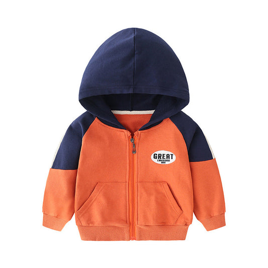 Baby Kid Boys Color-blocking Embroidered Hooded Jackets Outwears