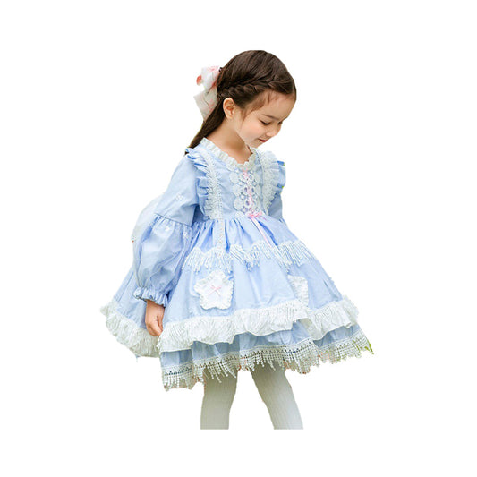 Baby Kid Girls Bow Lace Embroidered Dressy Birthday Party Dresses Princess Dresses