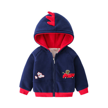 Kid Boys Dinosaur Car Cartoon Print Jackets Outwears