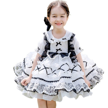 Baby Kid Girls Bow Lace Embroidered Dressy Birthday Party Dresses Princess Dresses