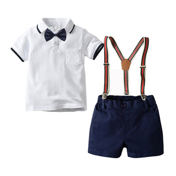 2 Pieces Set Baby Kid Boys Dressy Bow Shirts And Trousers