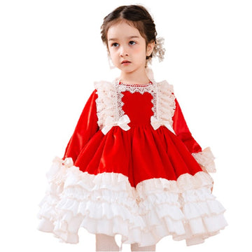 Baby Kid Girls Bow Lace Dressy Birthday Party Spanish Dresses Princess Dresses