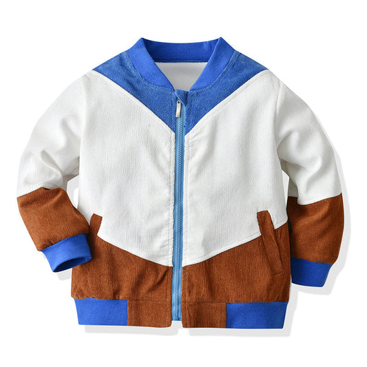 Baby Kid Boys Color-blocking Muslin&Ribbed Jackets Outwears