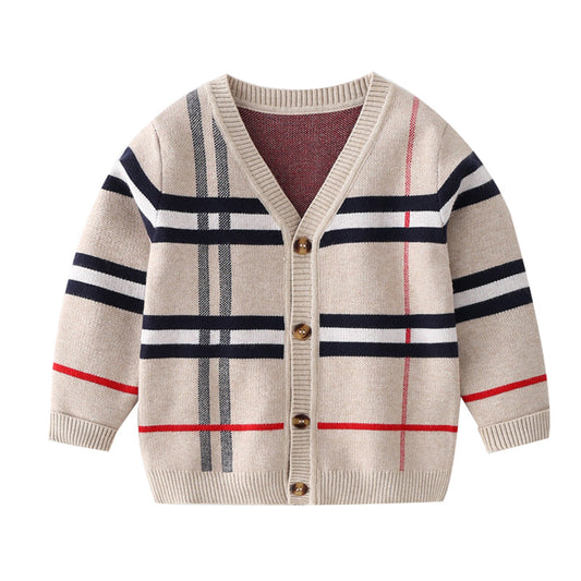 Baby Kid Boys Checked Cardigan