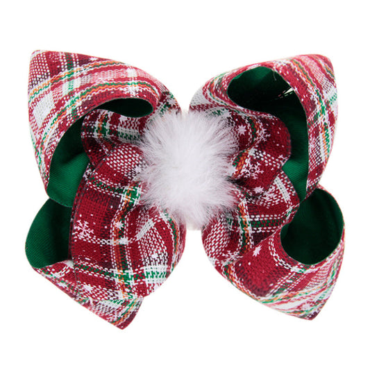 Girls Checked Bow Print Christmas Accessories