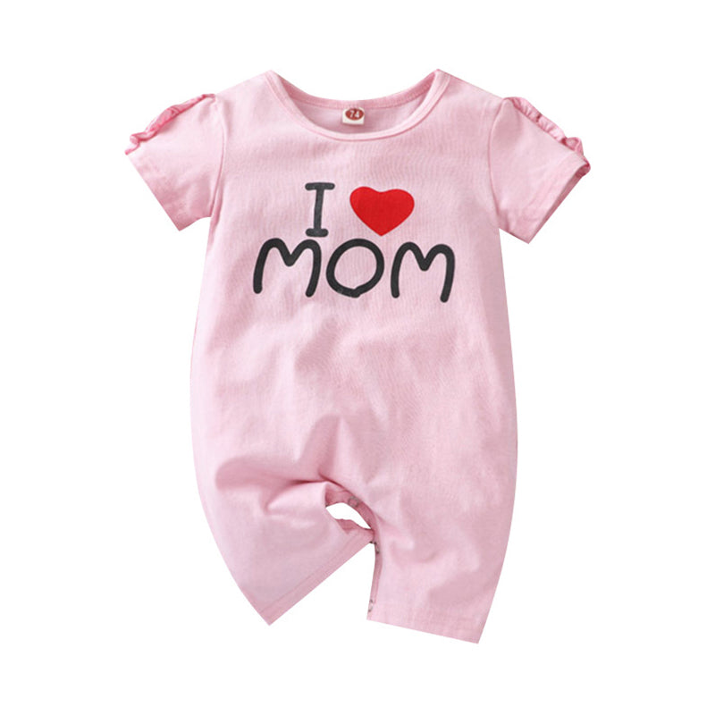Baby Girl I Love Mom Print Romper