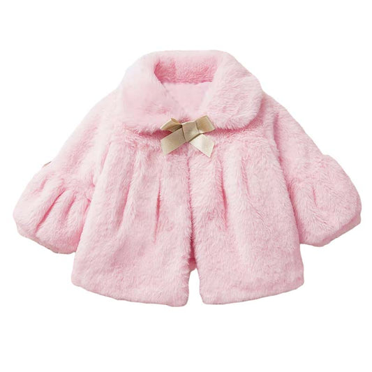 Baby Girl Turn Down Collar Faux Fur Coat