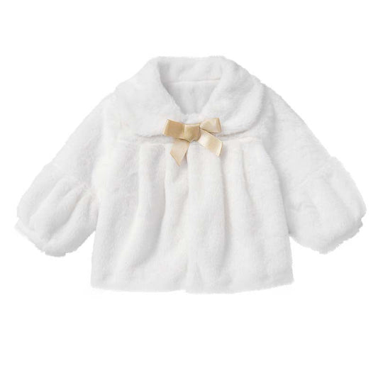 Baby Girl Turn Down Collar Faux Fur Coat