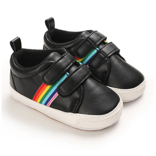 Baby Rainbow Stripe PU Prewalker Shoes