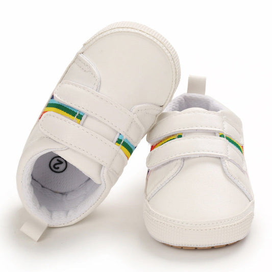 Baby Rainbow Stripe PU Prewalker Shoes