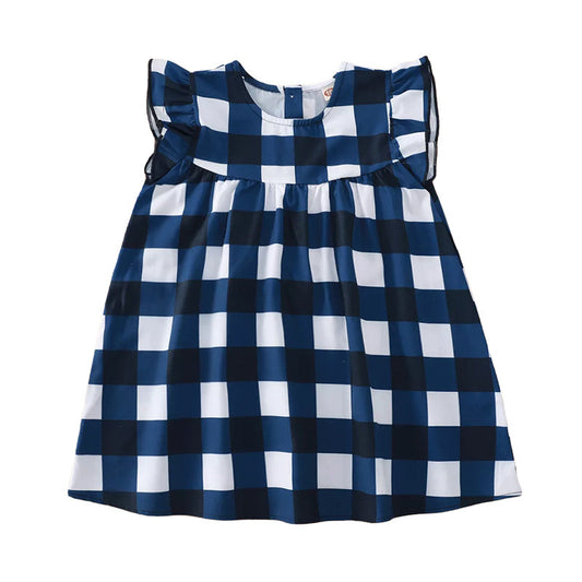 Baby Toddler Girl Check Print Flutter Sleeve Dress