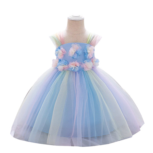 Baby Western-style princess dress small flower colorful net yarn tutu