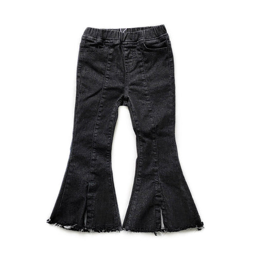 Fashion Chic Girl Black Spilt Hem Flared Jeans