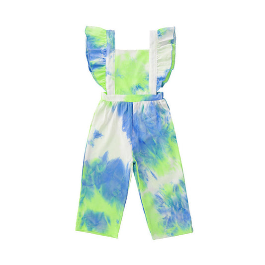 Girl Flutter Sleeve Tie Dye Jumpsuit