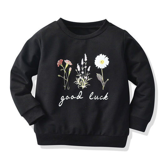 Baby Kid Girls Letters Flower Print Swearshirts