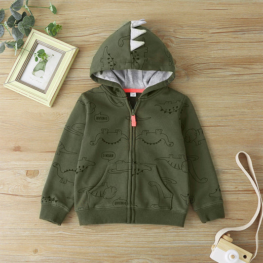 Baby Kid Boys Letters Dinosaur Print Jackets Outwears