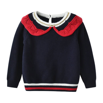 Infant Toddler Girl Doll Collar Knit Sweater