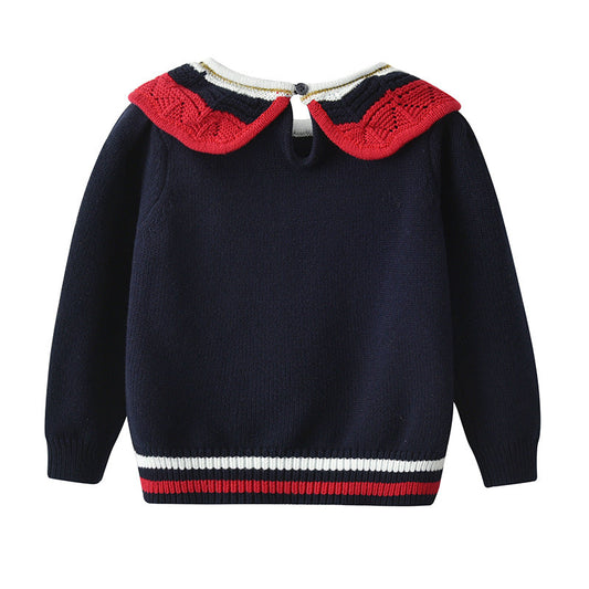 Infant Toddler Girl Doll Collar Knit Sweater